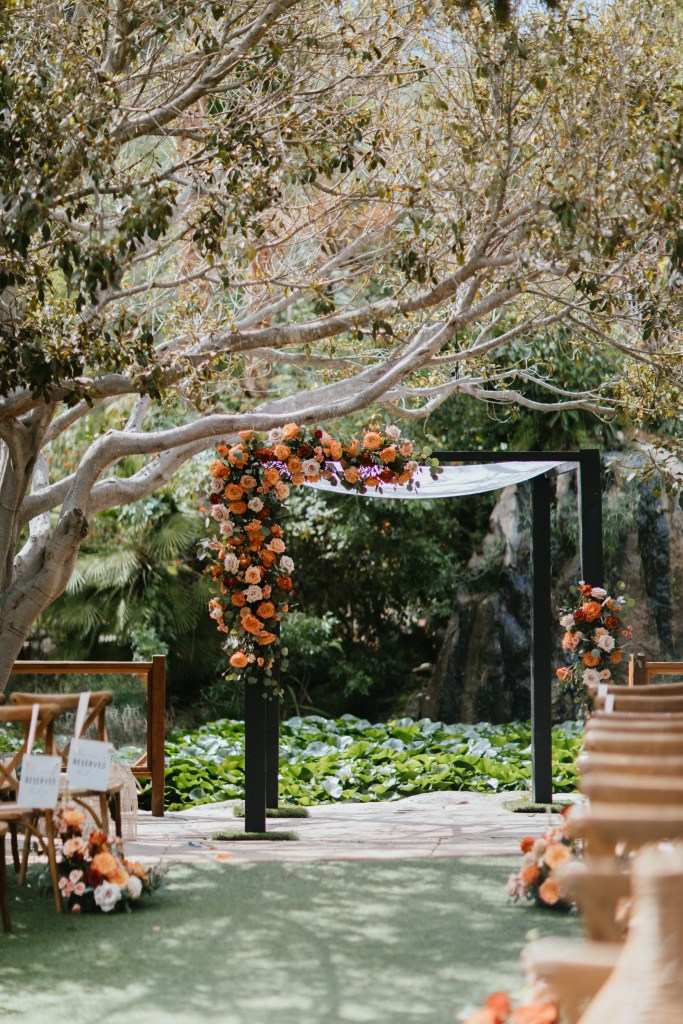 garden wedding ceremony with chuppah